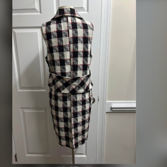 New BCBGeneration Black Red White Trench coat Size M medium - Picture 2 of 3